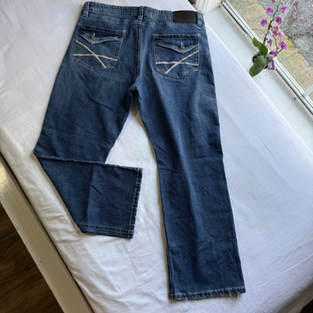 TK Axel Slim Boot Jeans Mens 38x32 Mediterranean Blue Stretch Denim AXMB0074